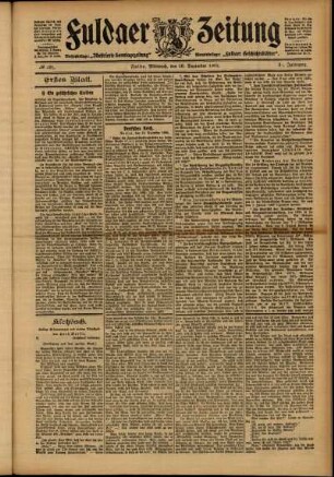 Erste Ausgabe vom Mittwoch, den 20. Dezember 1905.
