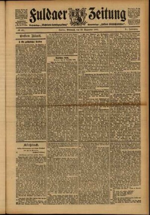 Erste Ausgabe vom Mittwoch, den 20. Dezember 1905.