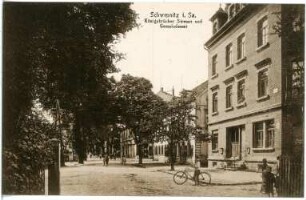 Schwepnitz. Königsbrücker Straße mit Gemeindeamt