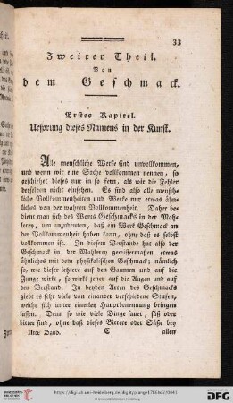 Zweiter Theil: Von dem Geschmack