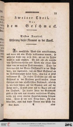 Zweiter Theil: Von dem Geschmack