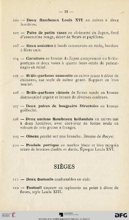 Sièges (Nr. 111-120)