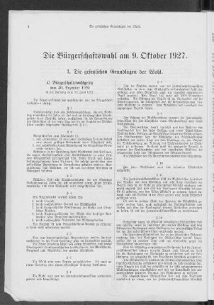 Die Bürgerschaftswahl am 9. Oktober 1927.
