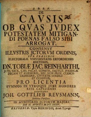 De causis, ob quas iudex potestatem mitigandi poenas falso sibi arrogat