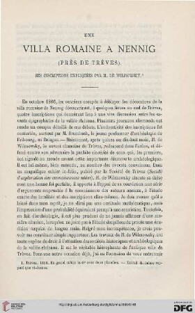 2.Ser. 6.1869: Une villa romaine à Nenning (prés de Tréves) : Ses inscriptions expliquées par M. de Wilmowsky