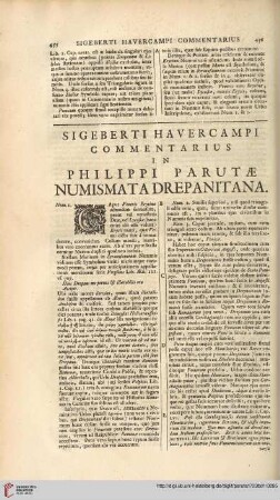 Sigeberti Havercampi commentarius in Philippi Parutae numismata Agrigentina
