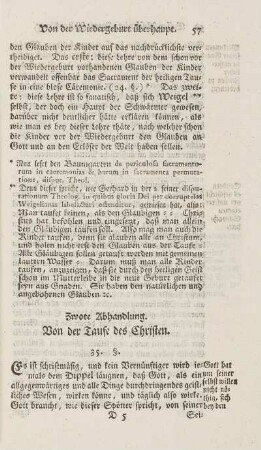 Zwote Abhandlung. Von der Taufe des Christen