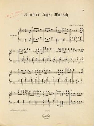Brucker Lager-Marsch : joyeux retour : pas redoublé : pour piano : op. 51