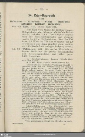 34. Eger - Bayreuth : über Waldsassen - Mitterteich - Wiesau - Friedenfels - Erbendorf - Kemnath - Weidenberg
