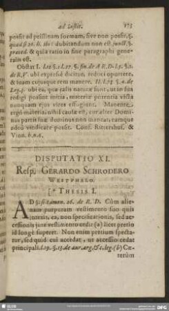 Disputatio XI. Resp. Gerardo Schrodero Westphalo