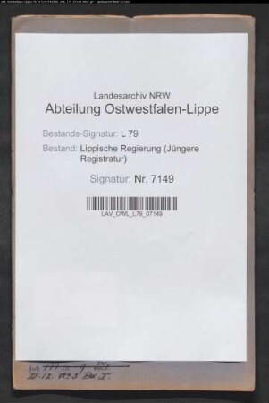Anschluss der in Lemgo vorhandenen öffentlichen Gebäude und des Gymnasiums (Lippehof, Lippeschloss) an die Wasserleitung