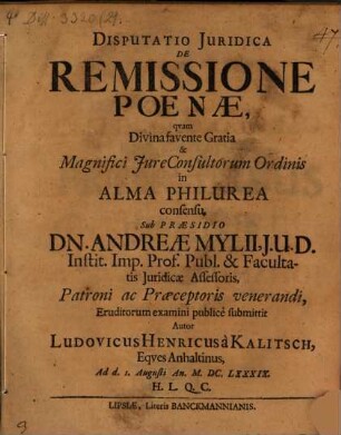 Disp. iur. de remissione poenae