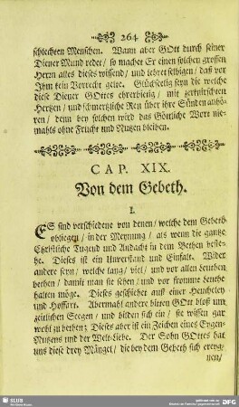 Cap. XIX. Von dem Gebeth