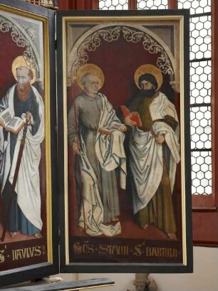 Passionsretabel — Erster rechter Altarflügel, Innenseite - Die Heiligen Simon und Bartholomäus