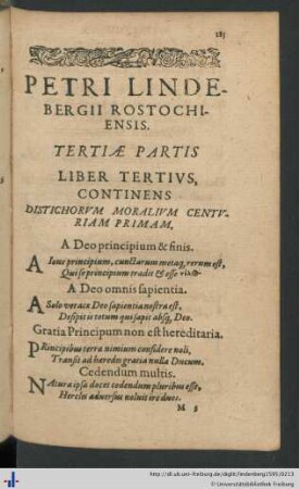 Liber Tertius: Disticha Moralia