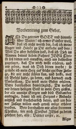 Vorbereitung zum Gebet.