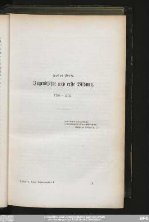 Erstes Buch. Jugendjahre und erste Bildung. 1768 - 1796.
