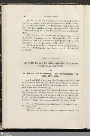 Sechstes Kapitel. Die dritte Periode des schönburgischen Untertanenverhältnisses (seit 1867)