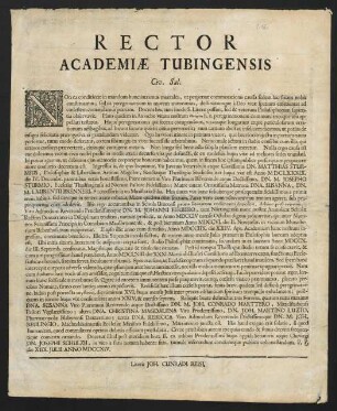 Rector Academiae Tubingensis Civ. Sal.