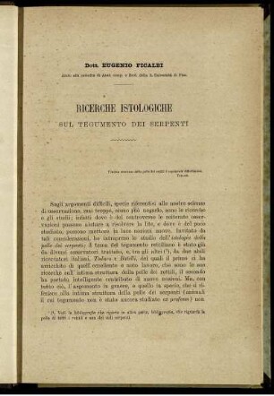 Ricerche Isologiche Sul Tegumento Dei Serpenti