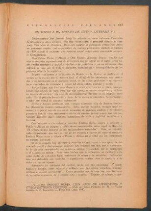 En torno a un ensayo de crítica literaria
