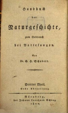 Handbuch der Zoologie. 1
