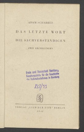 Das letzte Wort : zwei Erzählungen