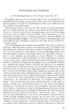 Erinnerungen und Anekdoten