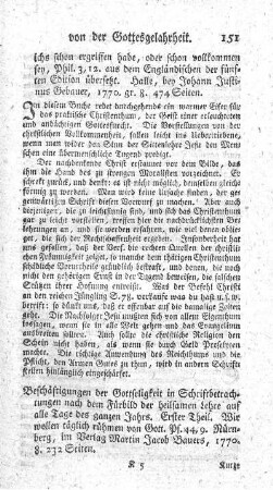 Beschäftigungen der Gottseligkeit in Schriftbetrachtungen nach dem Fürbild der heilsamen Lehre. T.1.
