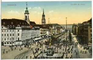 Dresden. Aufziehen der Wache - Neustädter Markt, Hauptstraße