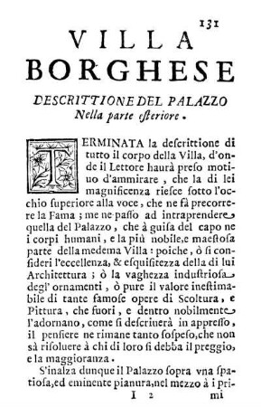 Descrittione Del Palazzo Nella parte esteriore.