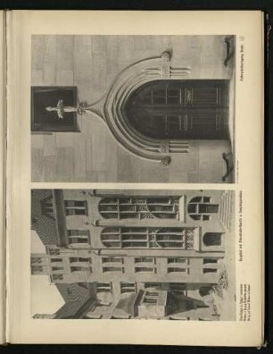 Haupthof mit Armesünderkapelle und Haupttreppenhaus. - Rathauskellereingang Markt.