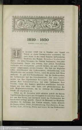 1839 - 1850 : (bearbeitet von Dr. Otto Lyon)