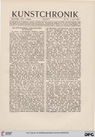 Die letztjährigen Ausgrabungen in Ägypten