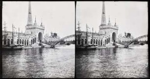 Paris. Weltausstellung 1900. Palais des Armées de terre et de mer und Eiffelturm