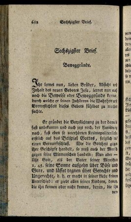 Sechszigster Brief. Beweggründe.