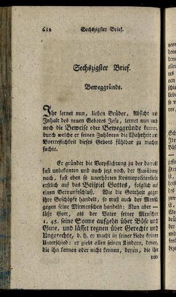 Sechszigster Brief. Beweggründe.