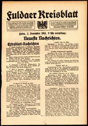 Erste Ausgabe vom Dienstag, den 03. November 1914.