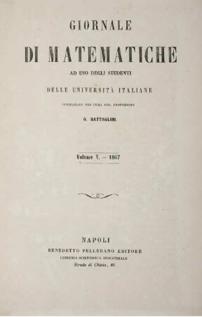 5: Giornale di matematiche