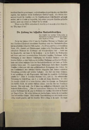 3. Die Haltung der seßhaften Auslandsdeutschen.