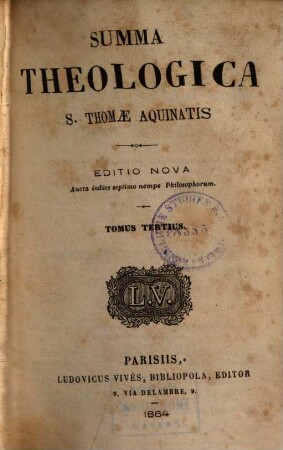 Summa theologica S. Thomae Aquinatis, 3