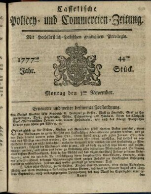 44tes Stueck, Montag den 3ten November 1777