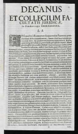 Decanus Et Collegium Facultatis Juridicae, In Per-Antiqua Eberhardina, L. S.