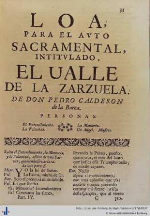 Loa para el Auto Sacramental El Valle de la Zarzuela.