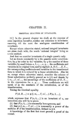 Chapter II. Essential Qualities of Invariants.