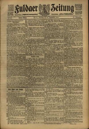 Erste Ausgabe vom Samstag, den 10. September 1910.