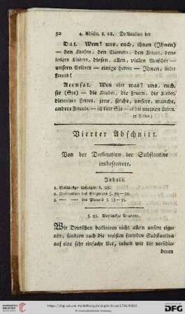 Vierter Abschnitt: Von der Declination der Substantive insbesondere