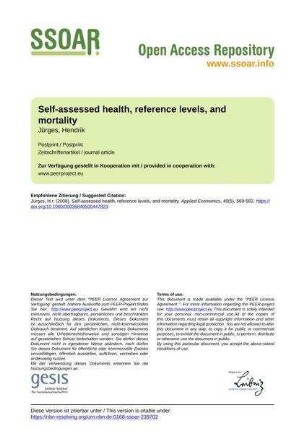 Self-assessed health, reference levels, and mortality