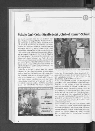 Schule Carl-Cohn-Straße jetzt "Club of Rome"-Schule