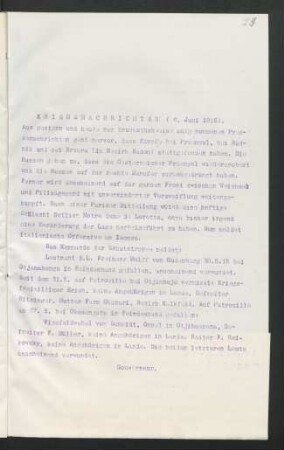 24 Kriegsnachrichten 6. Juni 1915